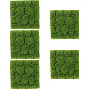 Decorative Flowers 5pcs Artificial Moss Wall Panels Flocking Stone Decoration Green Plants Grass Backdrop Indoor Outdoor Privacy Fence