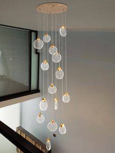 Lampadario moderno a LED in cristallo Lampada a sospensione per illuminazione interna, Lampada a sospensione a sospensione a loft per villa per scale di lusso