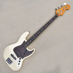 4 Strings Cream Electric Bass Guitar with 20 Frets Rosewood Freboard Red Pearl Pickguard Customizable