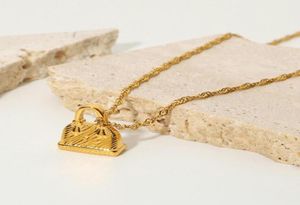 Pendant Necklaces Simple 18K Gold Clavicle Chain Necklace For Women Stainless Steel Jewelry Mini Cubic Bag Charm Chokers50193393754391