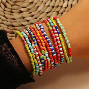 Fios frisados 12pcs / set Handmade Colorido Beads Pulseiras para Mulheres Étnicas África Set Boho Braclets Acessórios Girls3105