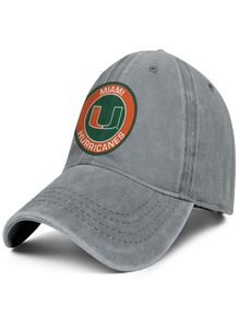 Stylische Miami Hurricanes Rundes Logo Unisex Denim Baseball Cap Coole, einzigartige Hüte Fußball-Logo Fußball Grün USA-Flagge Core Smoke M9881911