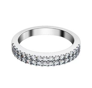 Cluster-Ringe Florid Jewelry Mikro-Pavé-Bandring aus massivem 925er-Sterlingsilber, Verlobungsring, Weißgoldfarbe, Prmoise6740958