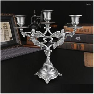 Ljushållare Creative 3-Lights Angel Stands Metal Candlesticks Table Decoration Accessories for Home/Church CH017 Drop Delivery Ho DHPXD