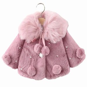 Inverno nascido bebê meninas infantil casaco peludo roupas turndown colarinho 3 6 12 18 24 meses jaqueta grossa quente manto criança crianças 231226