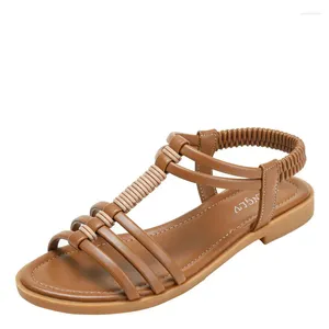 Sandaler Fashion Footwear Big Size Pu Slippers TPR Sole Leather Boots Flip-Flop Print Pumpar Women Flat Shoes Roman BM050