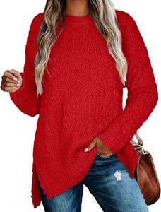 Women's Swatters Women Sweters Crewneck Long Rleeve Side Tulit Tunik do legginsów