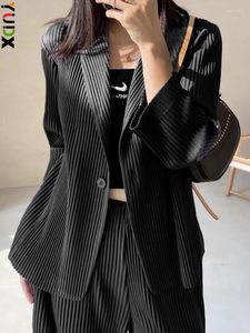 女性用ジャケットYudx Miyake Pleated Suit Loose Lase Lage Lapel Jacket Cardigan Commuting Lazy Short Paragraph Blouse 2023 Fall