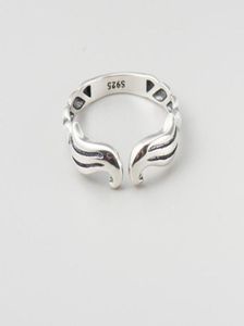 925 sterling silver jewelry wings shape retro silver plain silver open ring jewelry8679733