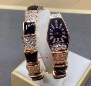 Super 5 Styles Ny version 103250 Snake Shape Womens armbandsur Black Dial Sapphire Japan Quartz Movement Diamond Set Premium Quality Business Women's Watches