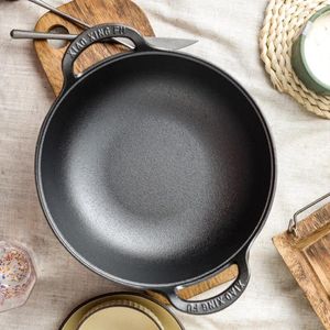 Pans Cast Iron Pot Uncoated And Non Stick Wok Casserole Kitchen Cooking Skillet Cookware Pan Fry Drop