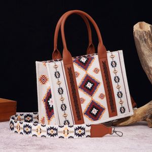 Böhmische Canvas-Einkaufstasche, Handtaschen mit Gitarrengurt, Western-Geldbörsen für Damen, bestickter Riemen mit Monogramm, Schultertaschen, Damen-Boho-Geldbörse, Azteken-Umhängetasche