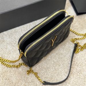 2024 mulher bolsa de ombro corrente designer saco diamante crossbody titular do cartão duplo-deck bolsa couro 3 cores 5a