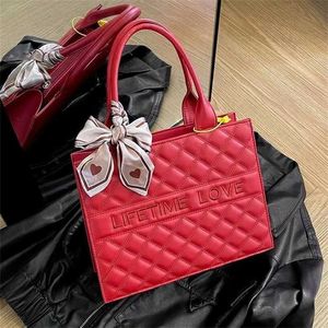 20% OFF Designer Lingge temperament tote for women in new red festive bride high-end scarf portable wedding bag