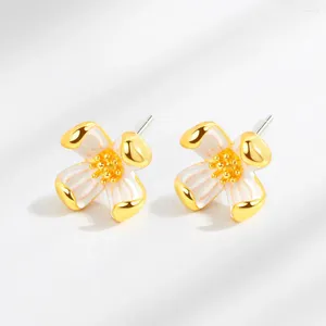 Orecchini a bottone carino margherita piccola per donna fiori gialli piccoli orecchini femminili anelli gioielli 2023 Aretes De Mujer