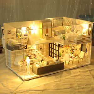 Baby House Kit Mini DIY El yapımı dubleks apartman üretimi 3D Bulmaca Montaj Binası Model Kız Oyuncakları Ev Yatak Odası Dekoratio 231227