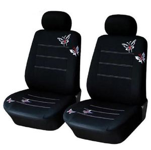 커버 4pcs/set car front seat cover set Universal Fit Sedans 탄성 세척 가능한 통기성 검은 나비