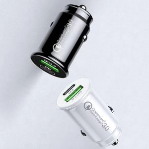 38W QC 3.0 Mini Car Charger PD 20W USB Typ C Snabbladdare Power Adapter för iPhone 15 14 Samsung S24 S23 Xiaomi