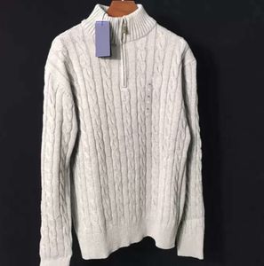 2023 Designer Mens Polo Sweater Winter Fleece Shirts Tjock Half Zipper High Neck Warm Pullover Slim Sticking Casual Hoppers Small Horse Design of Motion Yiyb