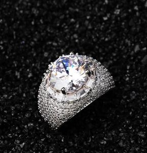 Hip Hop Stones Ring smycken 18K Guldpläterad modemän zirkon stora diamantringar8682605