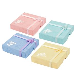 6pcs Gift Jewelry Bangles Packaging Cardboard Bracelet Boxes with Flower Sponge and Fabric inside Square Mixed-Color 9x9x2cm 231227