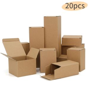 20 stycken/Brown Kraft Paper Party Present Box Diy Paper Box Wedding Party Box Multi Size Anpassning 231227