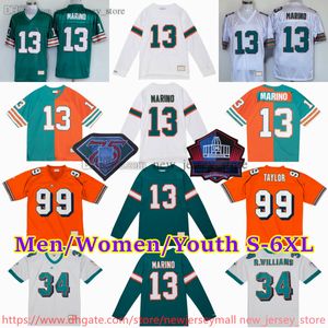 Niestandardowy s-6xl powrót 1966-1999 Piłka nożna 13 Dan Marino koszulka Stitch 23 Ronnie Brown 34 Ricky Williams 54 Zach Thomas 78 Richmond Webb 73 Bob Baumhower 99 Jason Taylor