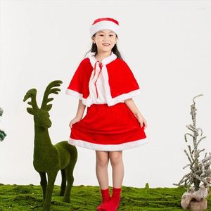 Lenços Kid Adulto Vermelho Veludo Natal Santa Capa Traje Miss Fur Collar Curto Manto Xale Com Chapéu De Natal Com Capuz Dropship