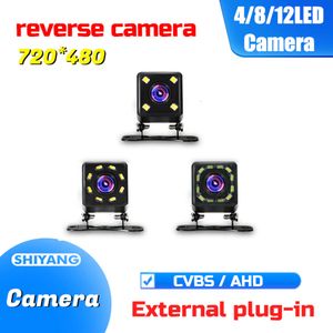 Ny bilmonterad omvänd kamera Universal Extern CVBS Camera 12V Night Vision Lighting 4LED 8LED 12LED