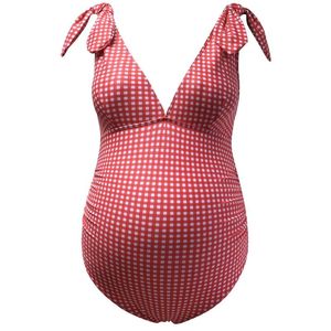 set Maternity Swimsuits One Piece Pregnancy Swimwear Suit Vneck Knotted Shoulder Straps Bathing Suit
