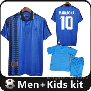 Retro 1994 Jersey de futebol Argentina Maradona 94 Kempes Batistuta Riquelme Higuain Kun Aguero Caniggia Aimar Men Conhece camisas de futebol