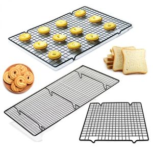 Grade de fio de aço inoxidável bandeja de resfriamento bolo comida rack forno cozinha cozimento pizza pão churrasco biscoito titular prateleira 231226