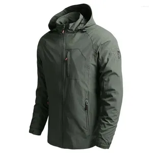 Giacche da caccia Giacca militare impermeabile con cappuccio da uomo Giacca a vento Sport da campeggio all'aperto Cappotto elastico Abbigliamento maschile Cappotto sottile