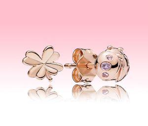 Ny Clover och Ladybird Studörhängen lyx 18K Rose Gold Women Girls Earring med originallåda för smycken örhänge set8320319