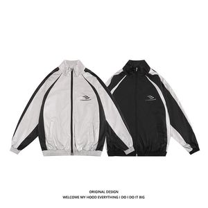 Paris Alfabetet Emagnätverk Röd lapptäcke Kontrast Sportskola Uniform Windbreaker Jacket Rusch Coat