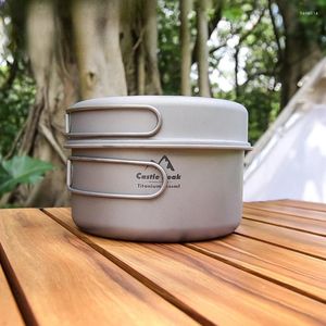 Pans Outdoor Camping Titanium Pot Tableware Lightweight Foldable Picnic Outing Set Multifunctional Frying Pan Gift