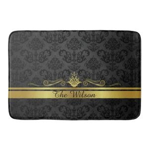 Cuscino moderno in filigrana oro nero personalizzato zerbino elegante damascato zerbino di benvenuto nome personalizzato tappeto per ingresso tappeto decorazione per la casa