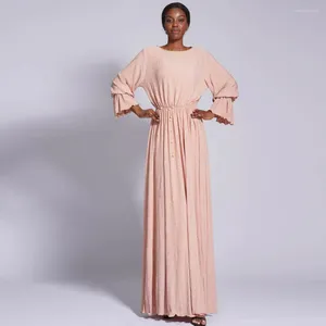 Abbigliamento etnico Moda Abaya Donna Musulmana Strech Manica lunga Maxi Abito Turchia Arabo Caftano Islam Abito da festa Cintura Dubai Ramadan Jalabiya