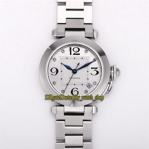 V9F Najnowsza dama zegarek PA0013 A2892 Modyfikuj Cal 049 Automatyczne VPH 28800 35 25 mm White Dial Sapphire 316L Bransoletka nierdzewna Eternity201e