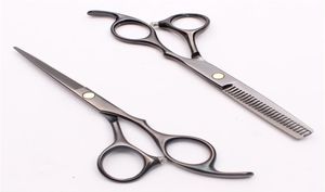 C1005 55quot 440C Customized Logo Black Professional Human Hair Scissors Barber039s Hairdressing Scissors Cutting or Thinnin5905199