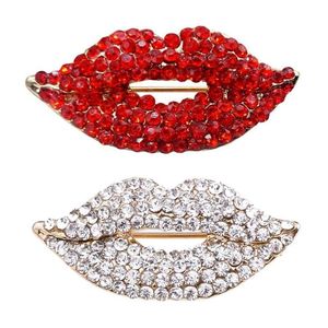 Seksi zarif kadın kristal dudaklar kostüm broşlar yaratıcı öpücük pin mücevher3487