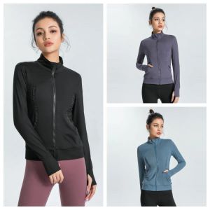 Hight Quality Women Girls Girls Full Full-Up Yoga Workout Running Track Jacket com orifícios de polegar