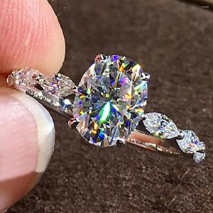 Rings Cluster Rings 18K AU750 White Gold Women Wedding Anniversary Engagement Party Ring 1 2 3 4 5 Oval Moissanite Diamond Marquise