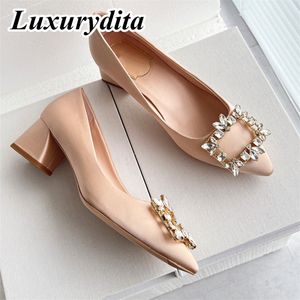 High quality womens sandals pumps leather sole banquet stiletto catwalk luxury pointy high heels Designer vivier Flat Ballet shoes Fashion heel ladies Mules G0813