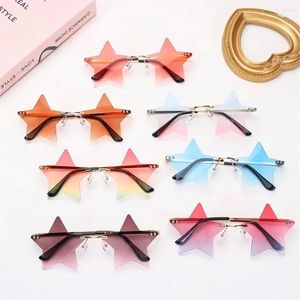 Sunglasses 1PC Rimless Star Shaped Gradient Lenses Pentagram Sun Glasses Cute Funny Party Street Snap Eyewear UV400