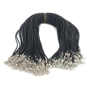 100 pz / lotto Catene di serpente in pelle di cera nera Collana per le donne 18-24 pollici Cord String Rope Wire Chain Gioielli di moda fai da te Whole245O