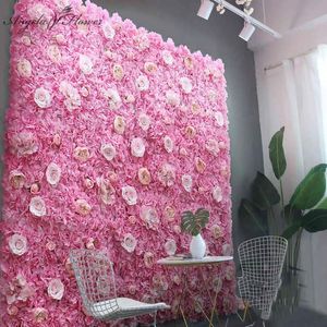 Kransar billiga 40*60 cm konstgjorda blommor väggpanel dekor bakgrund bröllop fest evenemang födelsedag scen layout diy siden dahlia rose blommor t2