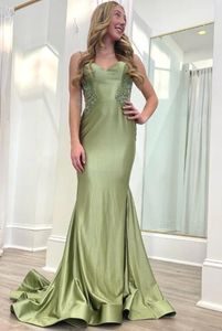 Spaghetti Evening Party Dresses Exquisite Lace Evening Gowns Backless Long Prom Dress Trumpet