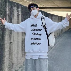 Design Loose Hoodie of Autumn and Winter Tops With Casual Fashion Hip Hop Wind Blast Street Hoodie Bullet Screen Letter Printing Fashion Märke Män och kvinnor med