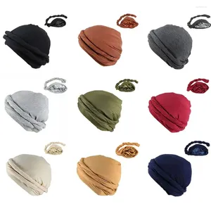 Berets Biker Headwrap Andana Cap Stretchy Headband Men's Turban Hip Hop Caps Elastic Hat